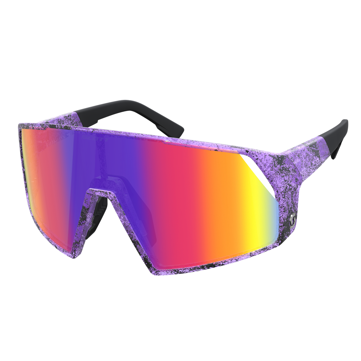 Oversized Shield Sunglasses - Black with Purple Tint Black Narrow Oversized Square Tinted Sunglasses with Purple  main image 3