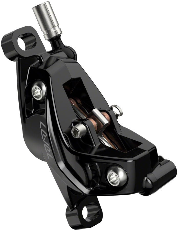 SRAM Level Silver Stealth Disc Brake and Lever - Post Mount, 4-Piston, Aluminum Lever, SS Hardware, Black, C1