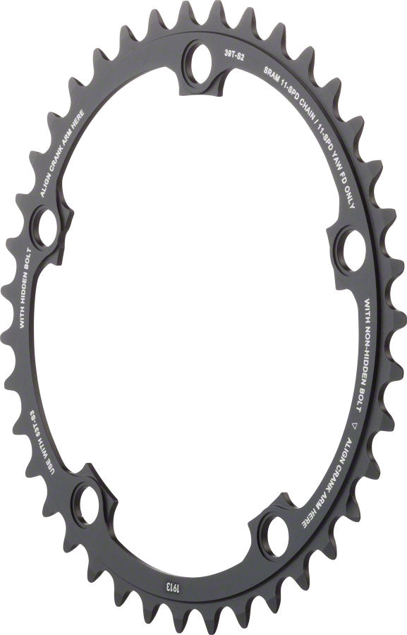 SRAM 11-Speed 39T 130mm BCD YAW Chainring Black, Use with 53T