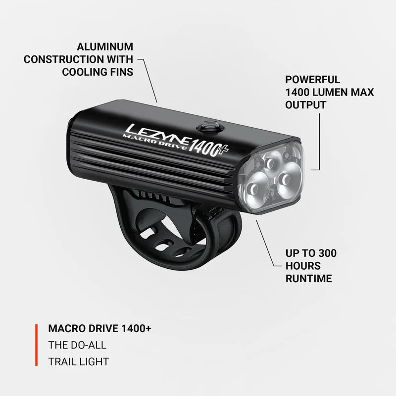 Lezyne MACRO DRIVE 1400+ FRONT SUPER BRIGHT LED BIKE LIGHT