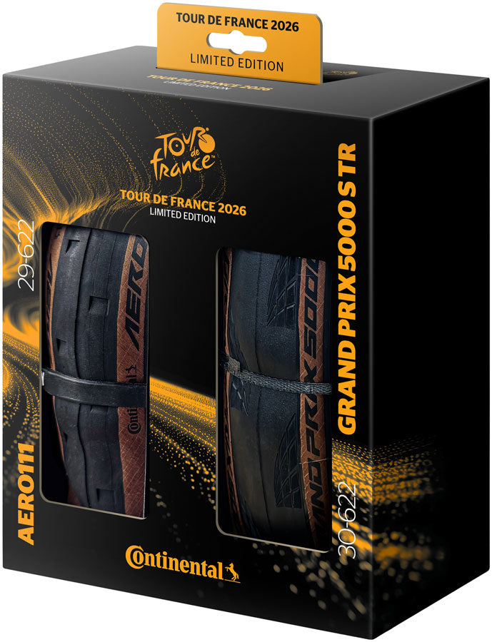 Continental Tour de France Tire Set - Aero 111 700 x 29 Front / Grand Prix 5000 S TR 700 x 30 Rear - Black/Transparent
