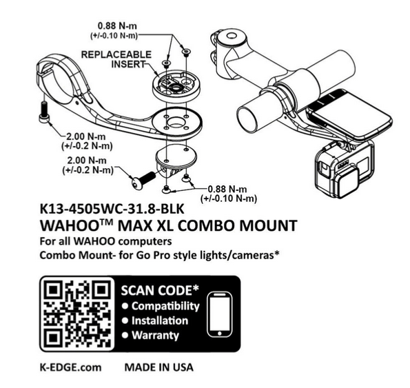 K-Edge K-EDGE Wahoo Max XL Combo Mount - 31.8 - Black
