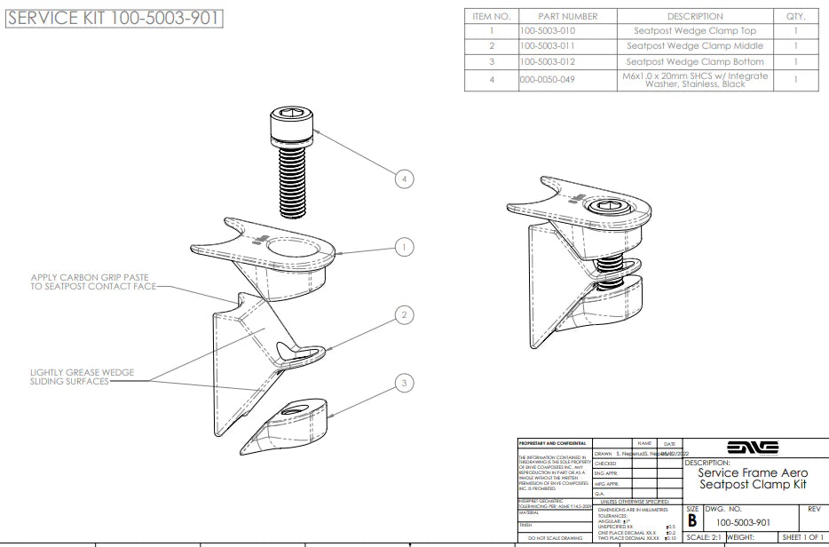 ENVE Service Frame Aero Seatpost Clamp Kit