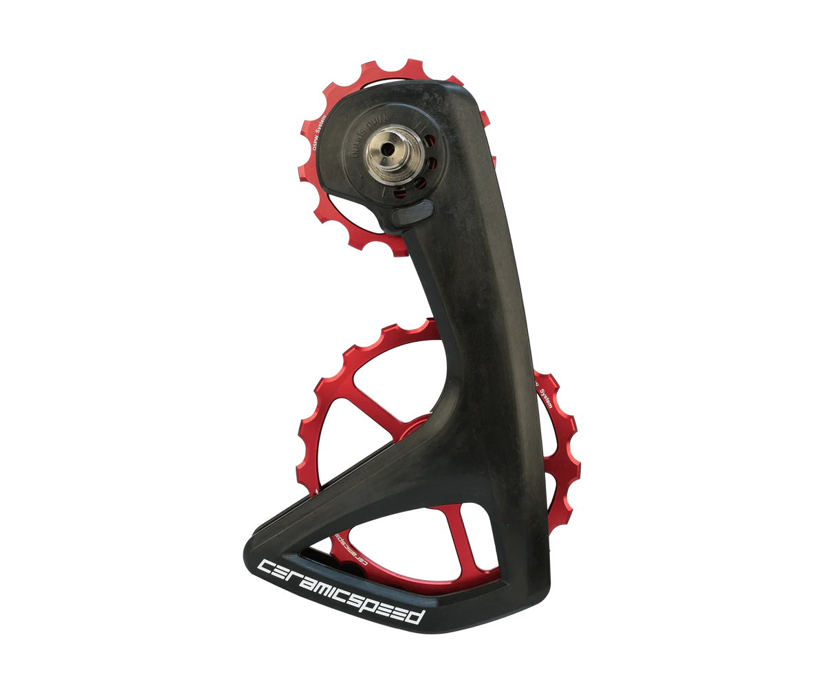 CeramicSpeed OSPW RS Pulley Wheel System for Shimano Dura-Ace 9250/Ultegra 8150  - Aluminum Pulley, Carbon Cage, Red