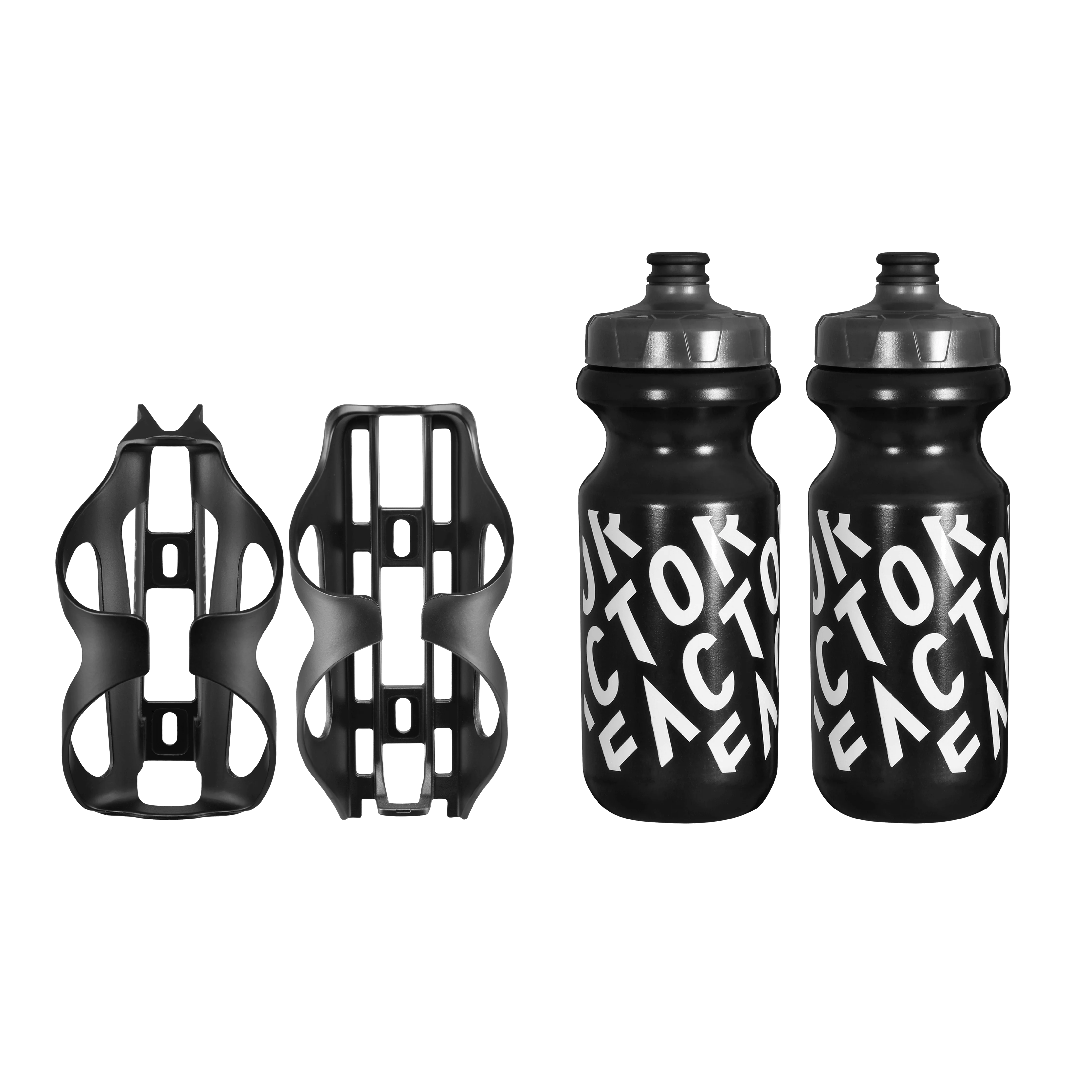 Factor Water Bottles & Black Inc Aero Cages Set