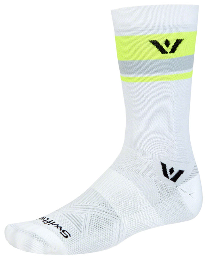 SwiftWick Aspire Crew Socks - White/HiViz