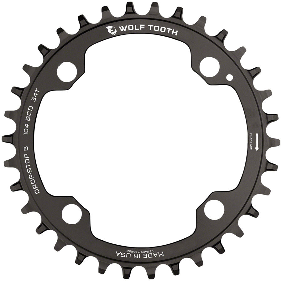 Wolf Tooth 104 BCD Chainring - 104 BCD, 4-Bolt, Drop-Stop B, Black