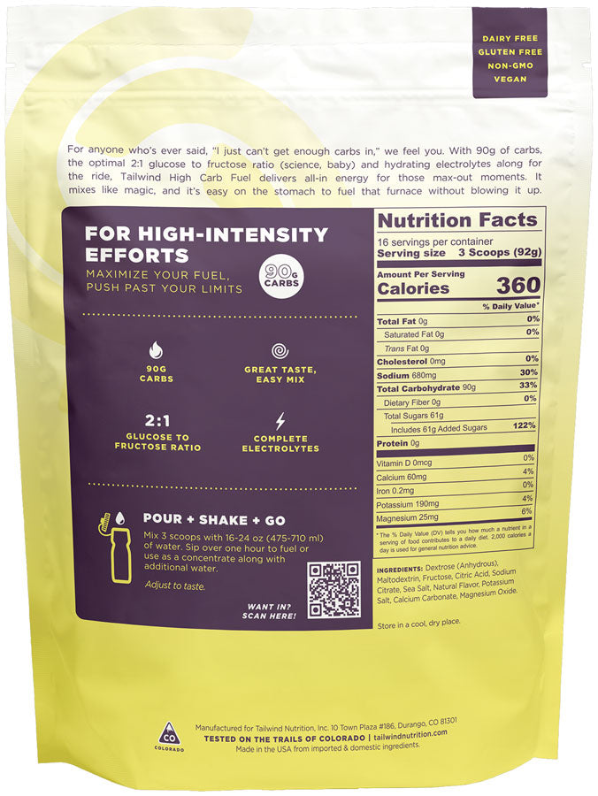 Tailwind Nutrition High Carb Fuel Lemonade - 16 Serving Bag