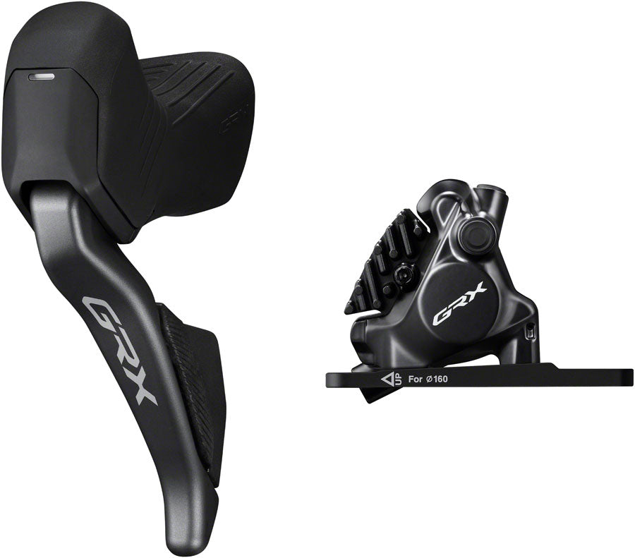 Shimano GRX ST-RX825 Di2 Shift/Brake Lever with BR-RX820 Hydraulic Disc Brake Caliper - Left/Front, 2x, Flat Mount Caliper *TAKE OFF