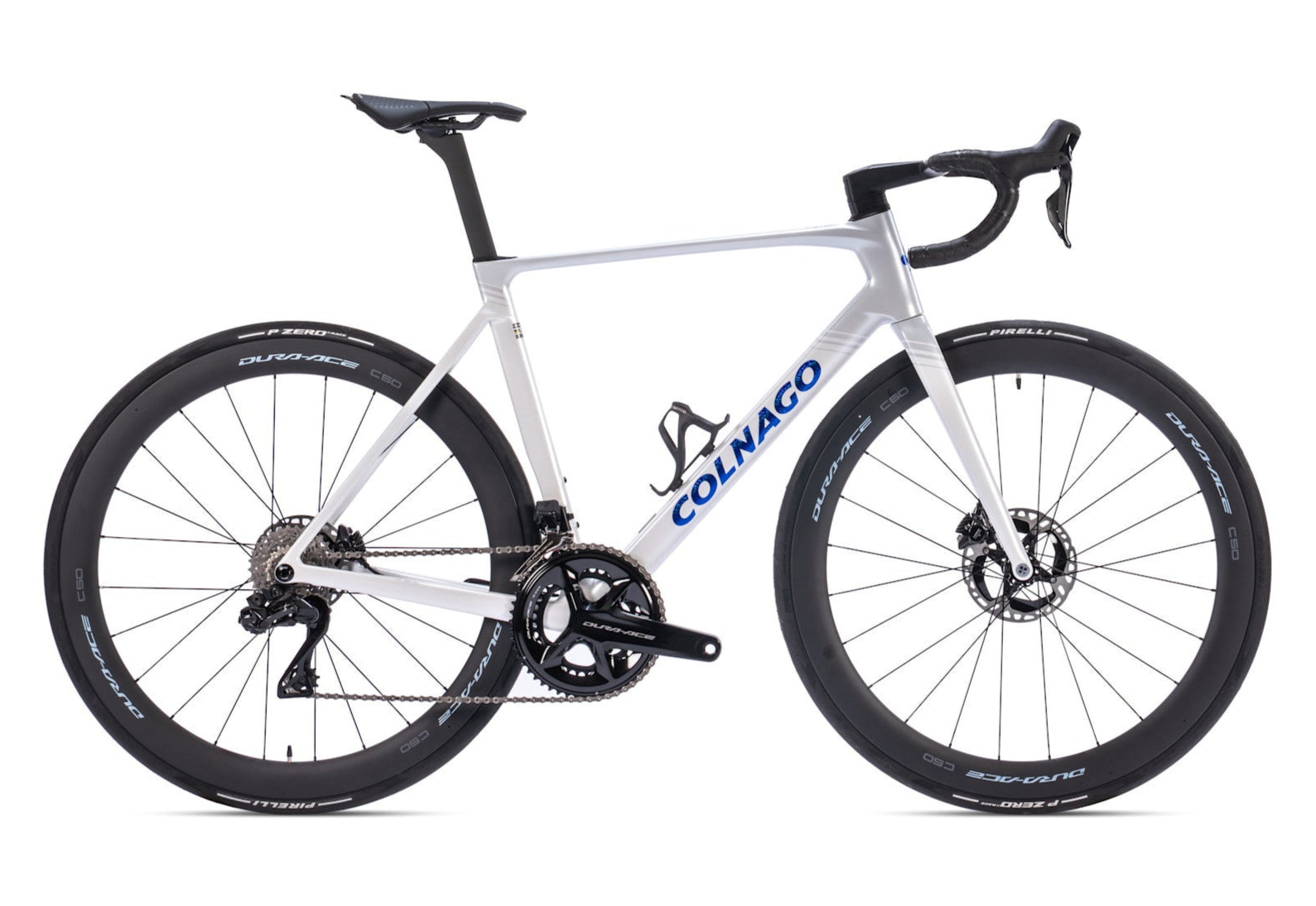 White bicycle with Colnago logo on a white background