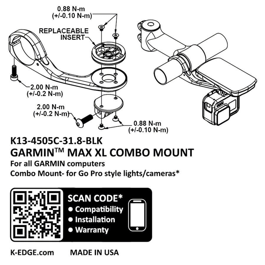 K-Edge Garmin Max XL Combo Mount - 31.8 - Black