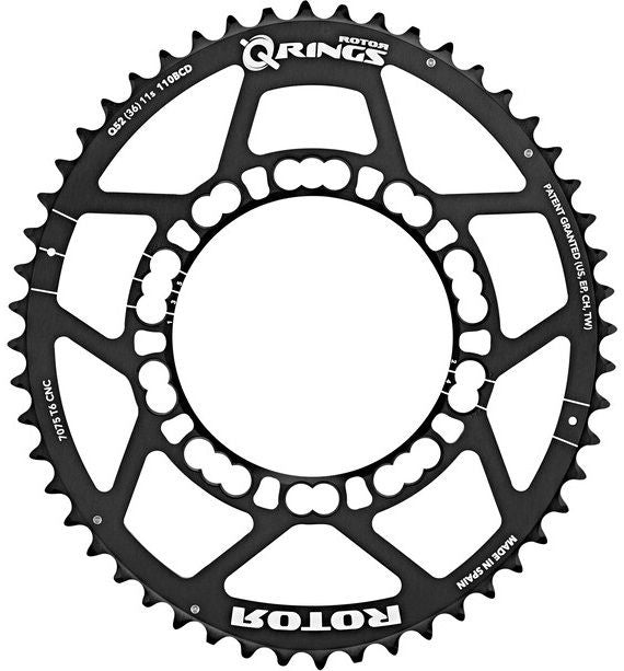 Rotor Bike Components Rotor Chainring Q 52t BCD110x5 Outer Black